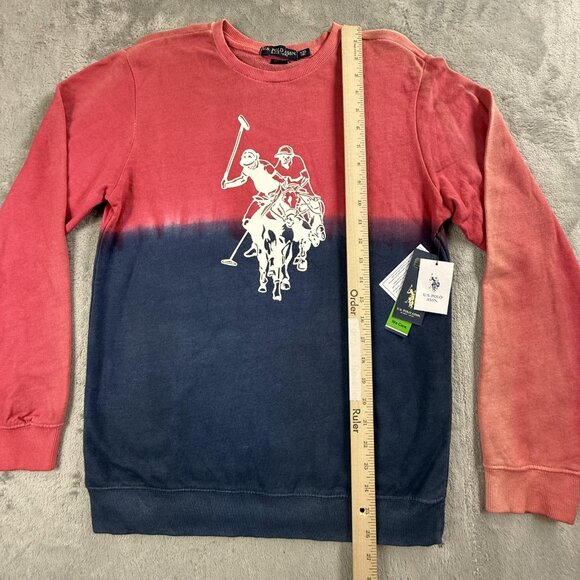 US Polo Assn Sweater Boys 2XL Red Blue Crewneck Pullover Dip Dye Logo Preppy - Picture 7 of 13